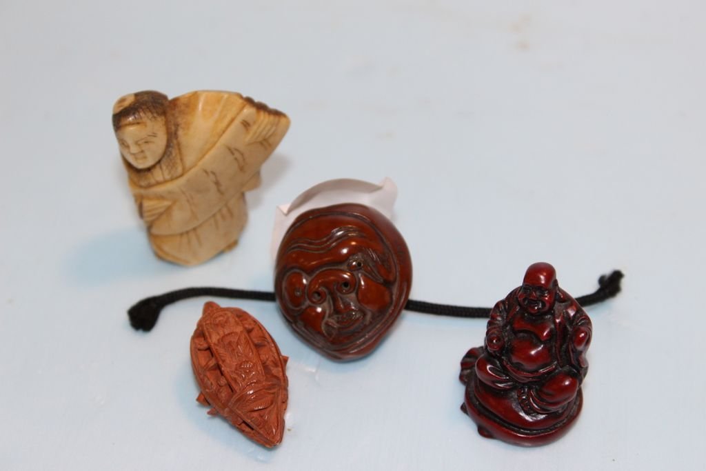 Four Small Carved Asian Pieces (1 of 1)