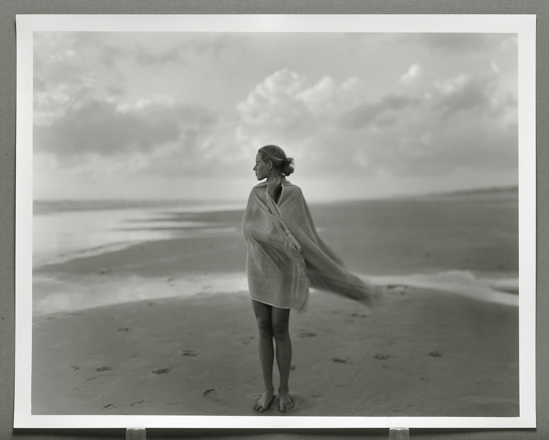 Jock Sturges (1947 - ) Signed 1995 Nikki - Montalivet, France 16"x20" Photograph # 20/40: Gelatin silver photograph Signed on the back with edition # and titled, as shown Printed on 16"x20 paper, image is slightly smaller Jock Sturges was born in New York City. From 1966 to 1970, he served
