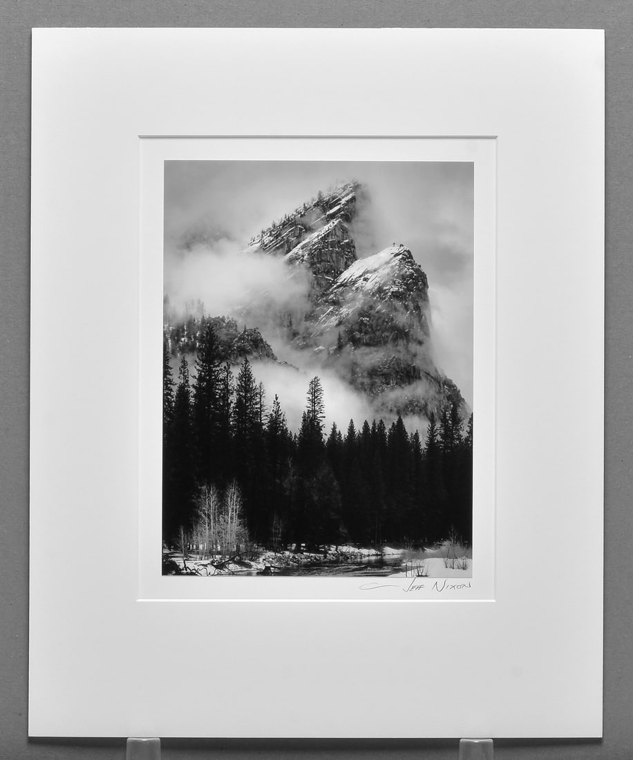 Jeff Nixon (1952 - 2022) Signed - Three Brothers Winter Storm Yosemite Valley 13.25"x10" Photograph (1 of 3)
