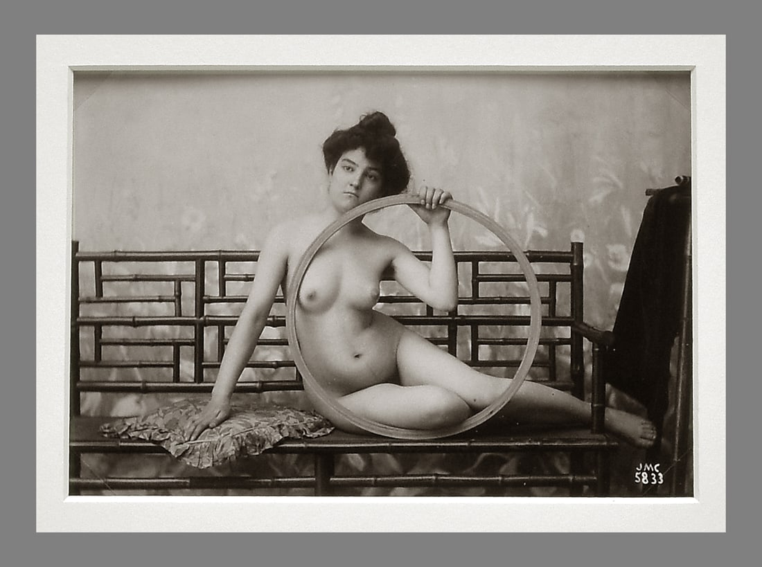J.M. Canelli 1890's Model with Hoop Vintage Albumen Photograph: Priced to sell!! Albumen Photograph Loose, unsigned, corner mounted and matted to 11"x14" museum board Acquired from an East Coast collector's estate in 2024 The collector purchased this photo in 2002