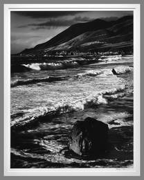 Morley Baer (1916 - 1995) Signed 1966 Winter Surf, Garrapata - Big Sur Coast 19.5"x15" Photograph