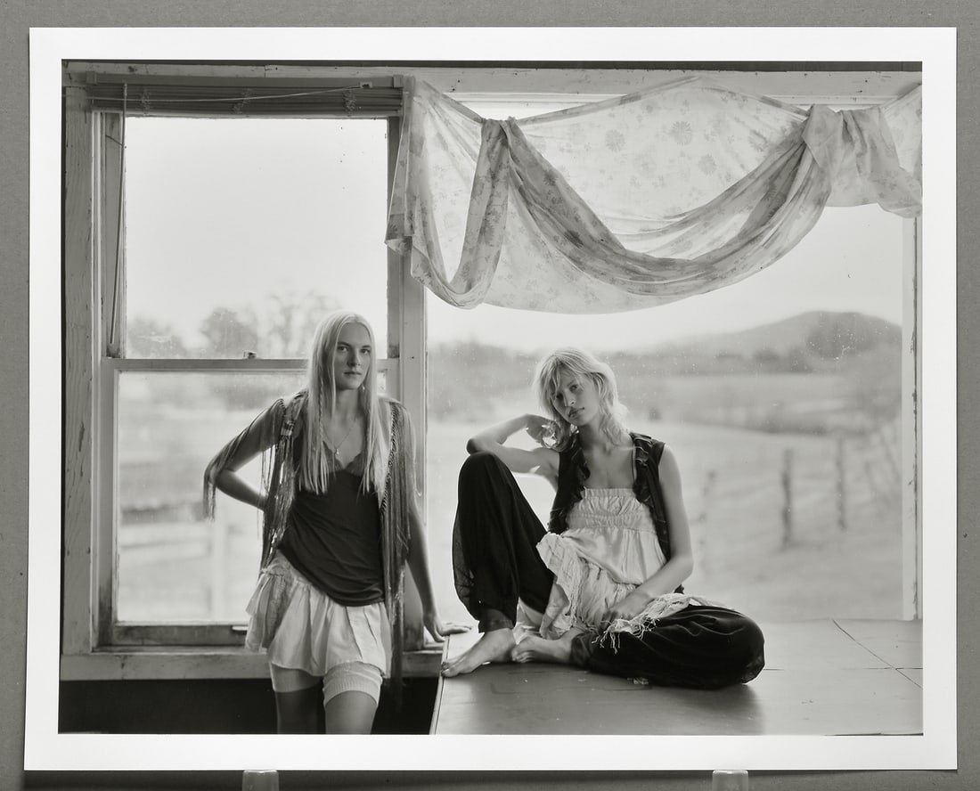 Jock Sturges (1947 - ) Signed 2001 Misty and Carolina 16"x20" Photograph #1/40: Gelatin silver photograph Signed on the back with edition # and titled, as shown Printed on 16"x20 paper, image is slightly smaller Jock Sturges was born in New York City. From 1966 to 1970, he served
