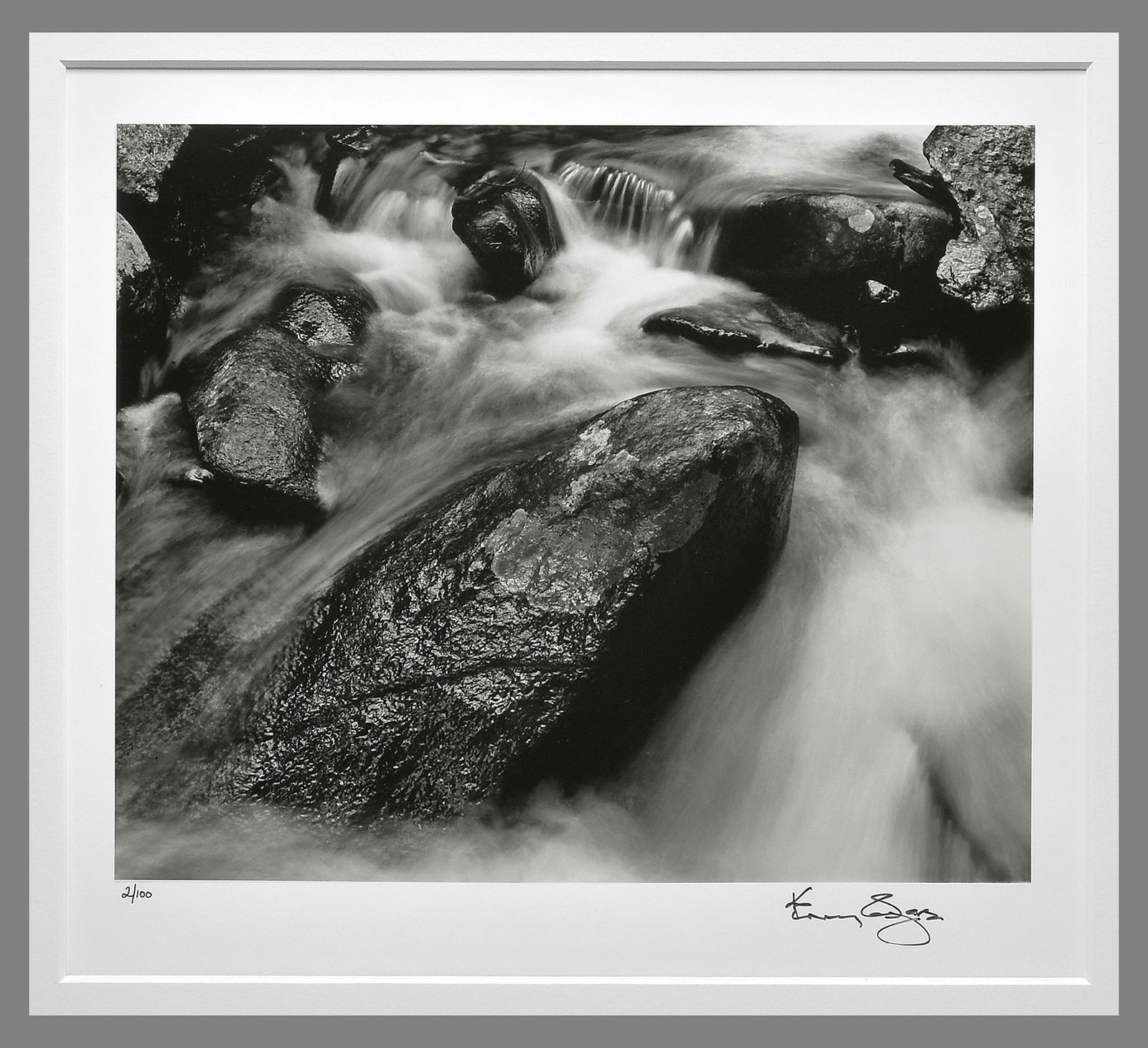 Kenny Rogers (1938 - 2020) Signed Rushing Water & Rock 11"x13" #2/100 Mentored by John Sexton (1 of 2)