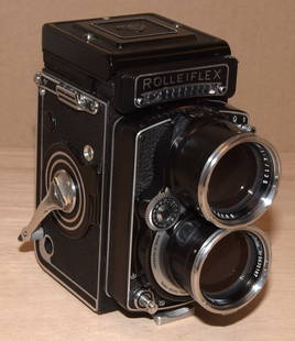 Tele Rolleiflex Camera Serial # 2307940 White Face w/ 135mm 4.0 Zeiss Sonnar - Case, Strap, and Cap: Strap on the side shown is stuck and I don't want to force it. Still works fine if left attached. What I'm finding out with some of the cameras coming my way, some have been in storage for close to
