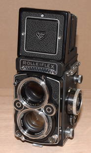 Rolleiflex 2.8F 12/24 #2459070 - Meter is Not Working - Dials are Stiff - Great User Camera: A great user camera, not mint!! From the Internet....The Rolleiflex 2.8F with serial number 2459070 is a classic twin-lens reflex (TLR) camera produced by Rollei between 1966 and 1967. This model is