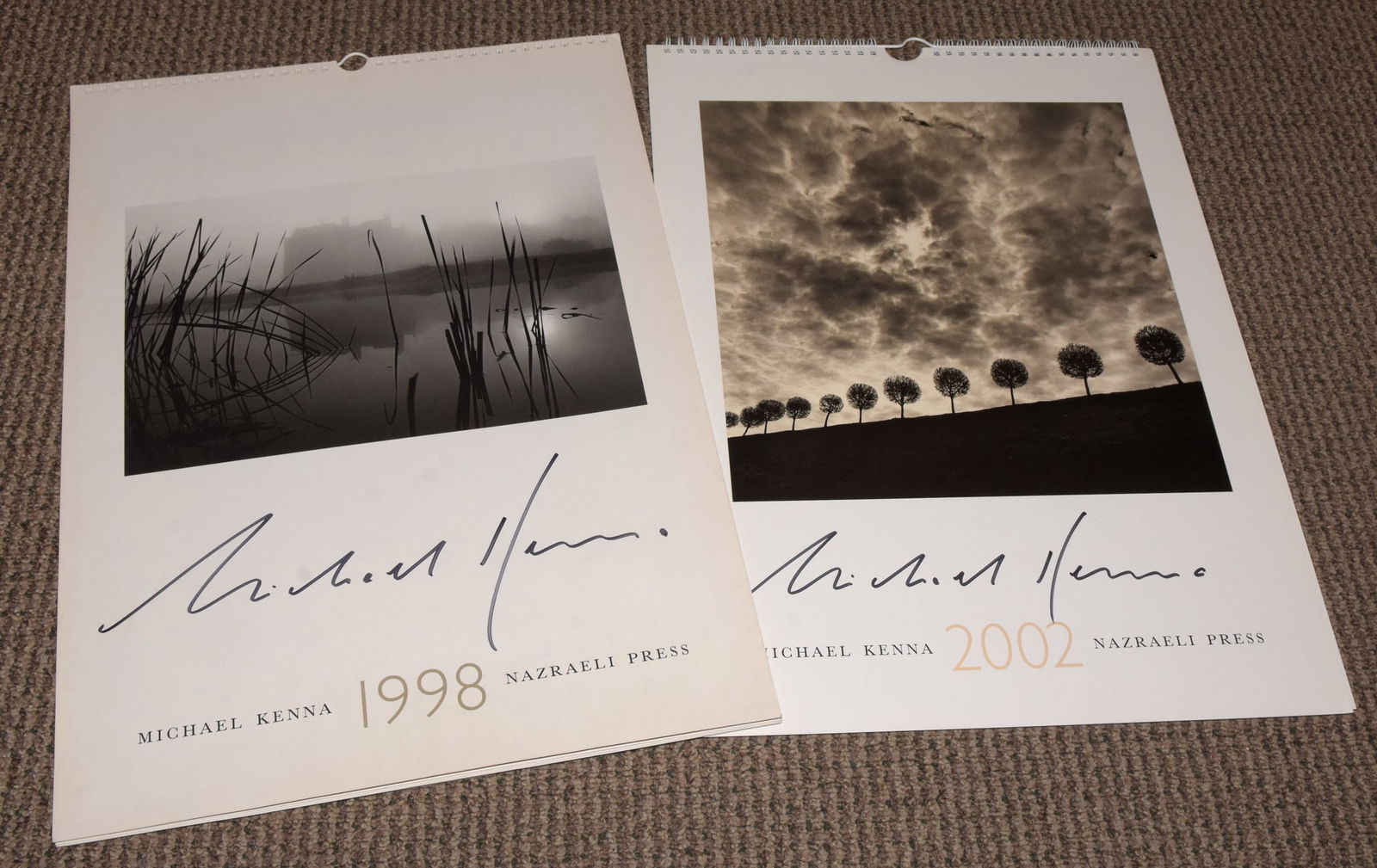 Michael Kenna (1953 - ) Signed 1998 & 2002 18"x13.5" Calendars - Nazraeli Press: Two "signed" Vintage Kenna Calendars I've seen photos (lithos) from these calendars trimmed, matted and offered at $50.00 per image!! Michael Kenna is an English photographer best known for his unusua