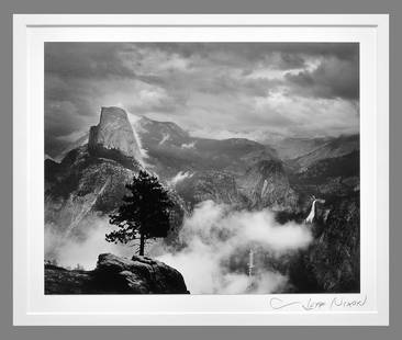 Jeff Nixon (1952 - 2022) Signed Stormclouds from Washburn Point - Yosemite 7.5"x9.5" Photograph: The look and feel of a $5,000.00 Ansel Adams!! Gelatin silver photograph Signed under the image with photographer's stamp on the back as shown Taken in the 1980's, printed in Feb. of 2016 Mounted and