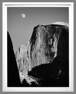 Jeff Nixon (1952 - 2022) Signed - 1998 Moon and Half Dome, Yosemite 19"x15" Photograph: Ansel Adams inspired, see photo #4 I convinced Jeff to sell this image for the first time around 2005. He was reluctant for obvious reasons. My thought was that many would love to own one, especially