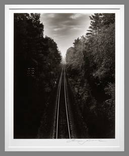 Roman Loranc (1956 - ) Signed 2008 Train Tracks - Poland 12"x9.5" Photograph #4/40: Classic Roman Loranc!! Roman has stopped printing darkroom made photographs. Gelatin silver photograph Taken in 2008, printed in 2009 Mounted and matted to 16"x20" museum board, signed under the image