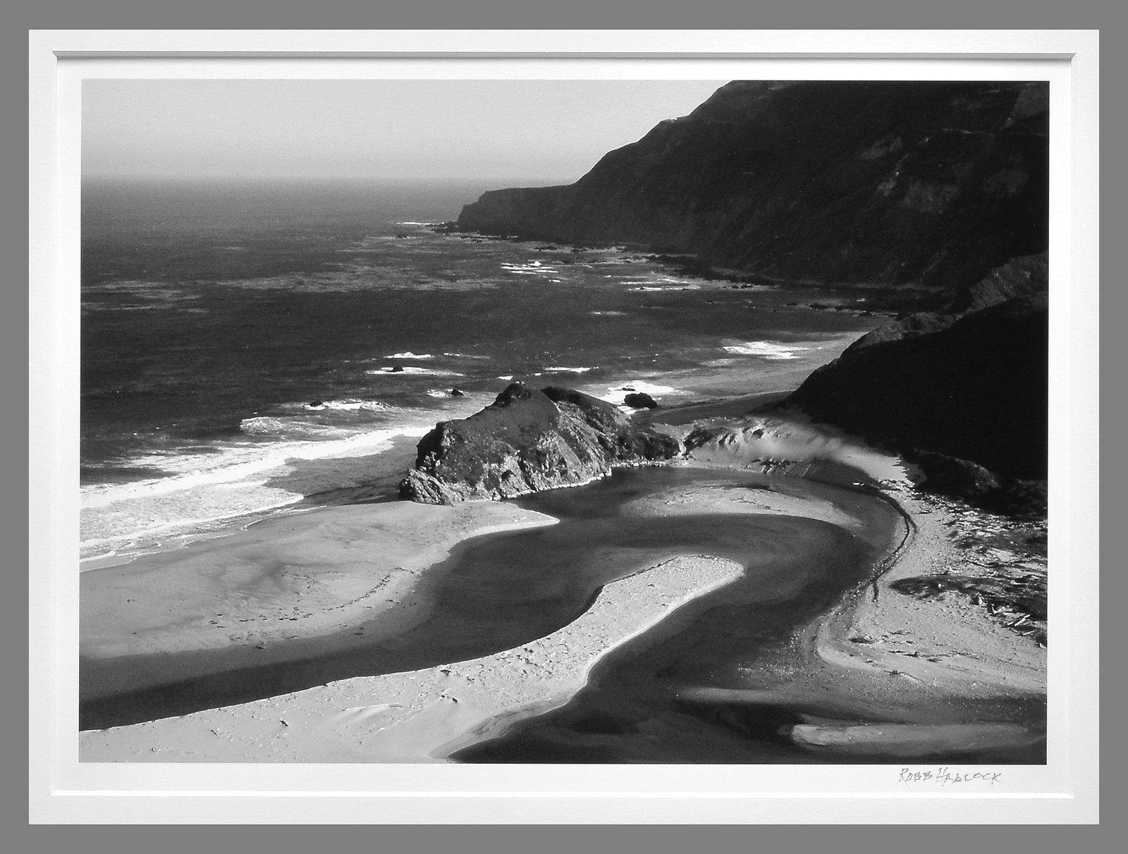 Robb Hallock (1949 - ) Signed 2000 Mouth of the Little Sur River - Big Sur Coast 9"x13" Photograph (1 of 3)