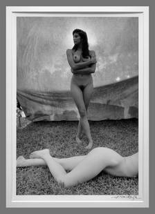 Lucien Clergue (1934 - 2014) Signed 1990 Two Figure Models - Large Rock 14"x9.5" Photograph - Rare!!: Purchased by the previous owner directly from Lucien Clergue at a workshop in the Monterey/Carmel area in the early 1990's I tried to make out the title on the back, but my French is not great :) Gela