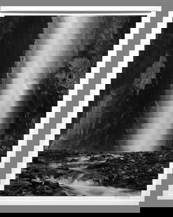John Wimberley (1944 - ) Waterfall, Franz Josef New Zealand 19"x14.5" Photograph - Estate Collection: Priced to sell, but please note the damage in the "Condition Report" below Oversized John Wimberley Photograph!! Taken in 1985, printed in 1995 Gelatin silver photograph Signed under the image, stampe
