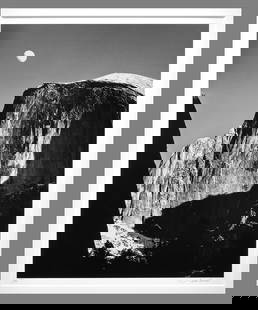 Jeff Nixon (1952 - 2022) Signed 1998 Moon and Half Dome 19"x15" Photograph - Estate Collection: Priced to sell as per the instructions from the estate The look and feel of an Ansel Adams without the $15,000.00 price tag! Gelatin silver photograph Signed under the image with photographer's stamp