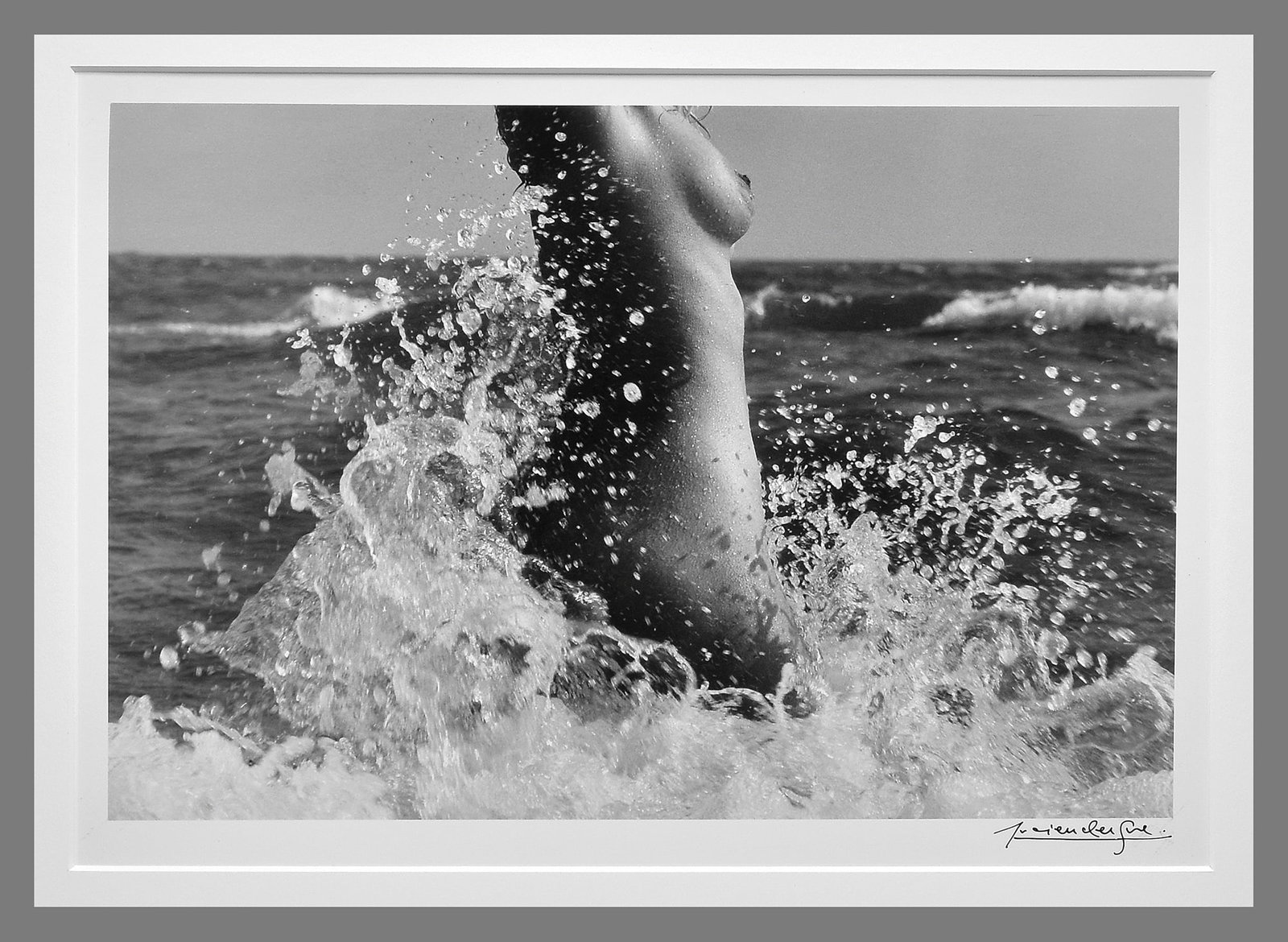 Lucien Clergue (1934 - 2014) Signed 1971 Nude in the Sea 9.5"x14" Photograph - Early Printing!: Selling at reduced pricing and with no reserve as per the estate's request. Gelatin silver photograph Signed in ink, just under the image and again on the back along with title and dates Taken in 1971