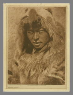 Edward S. Curtis (1868 - 1952) Nunivak Youth 1928 - 7.5"x5.5" Photogravure: Update / Additional Information:This Curtis photogravure features the “Van Gelder” or “Van Gelder Zonen” watermark, visible when held to a strong light. This watermark appears on the