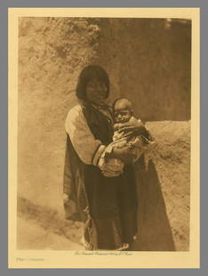 Edward S. Curtis (1868 - 1952) Timu - Cochiti 1925 - 7.5"x5.5" Photogravure: Update / Additional Information:This Curtis photogravure features the “Van Gelder” or “Van Gelder Zonen” watermark, visible when held to a strong light. This watermark appears on the