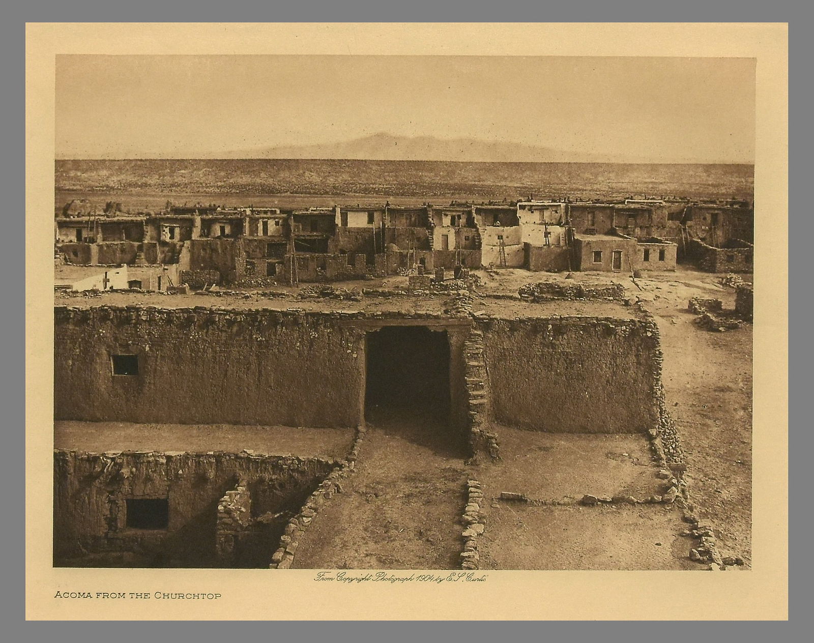 Edward S. Curtis (1868 - 1952) Acoma From The Churchtop 1904 - 5.5"x7.5" Photogravure (1 of 2)