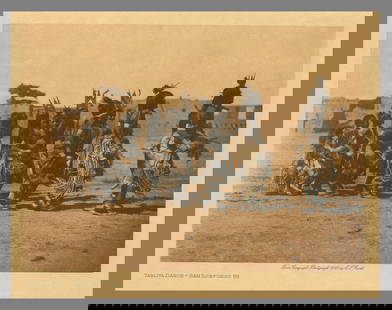 Edward S. Curtis (1868 - 1952) Tablita Dance - San Ildefonso (B) 1925 - 5.5"x7.5" Photogravure: Update / Additional Information:This Curtis photogravure is printed on a heavier, vellum-style paper without a visible watermark. While many Curtis prints bear the “Van Gelder” or “Van