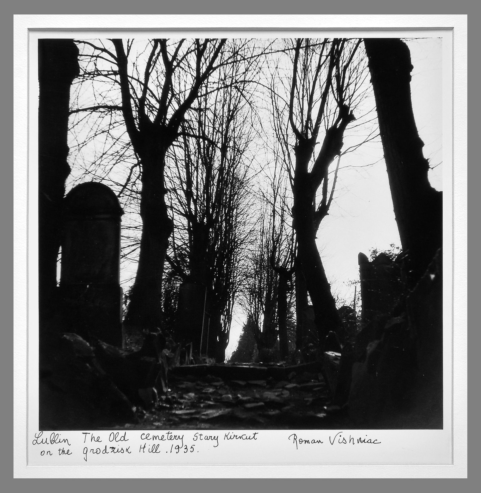 Roman Vishniac (1897-1990) Signed 1935 Lublin, The Old Cemetery 10"x10" Photograph: Rare 1935 Vishniac photograph...selling with no reserve! Purchased from the Clarke Auction Gallery, Larchmont, N.Y. for $1625.00 back in April of 2022 Vishniac’s work has been widely exhibited, publ