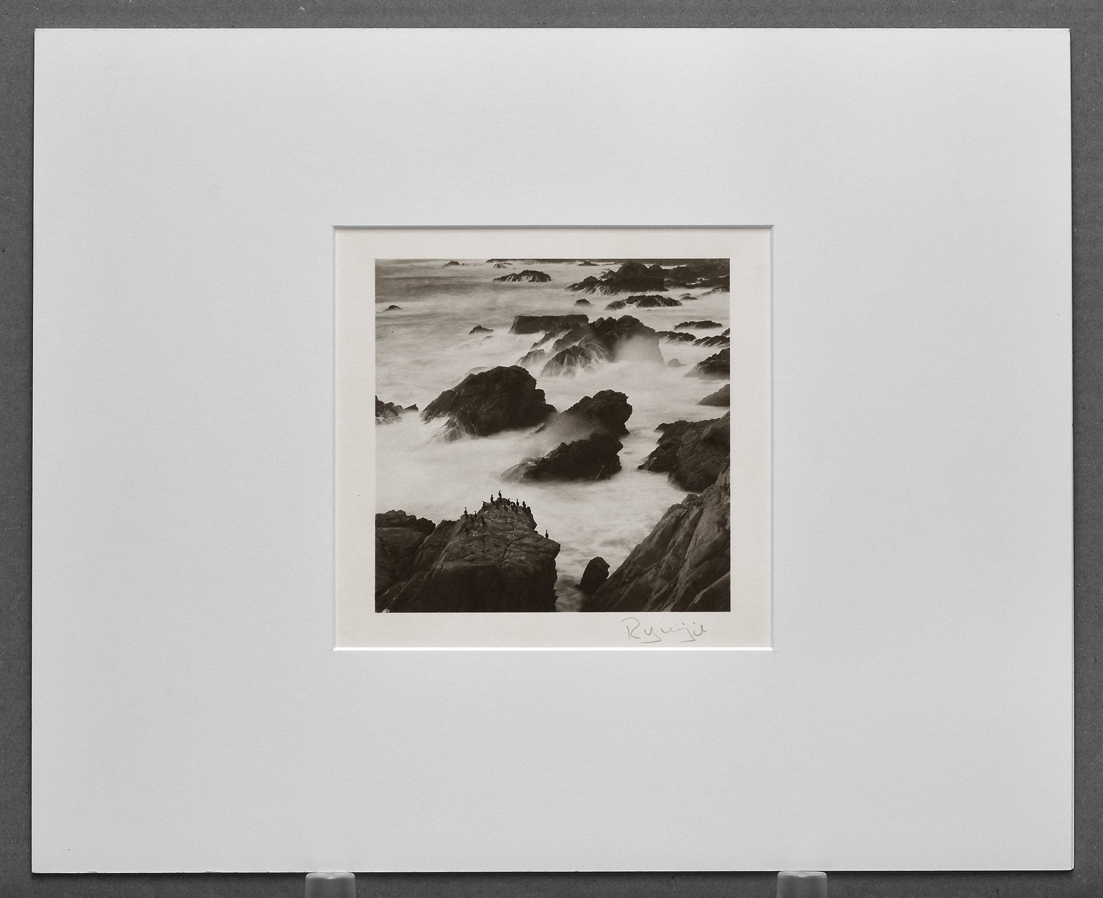 Ryuijie (1950-) Cormorants on Rocks, Big Sur Coast 2012 Platinum Photograph 5.5"x5.5" A/P (1 of 2)