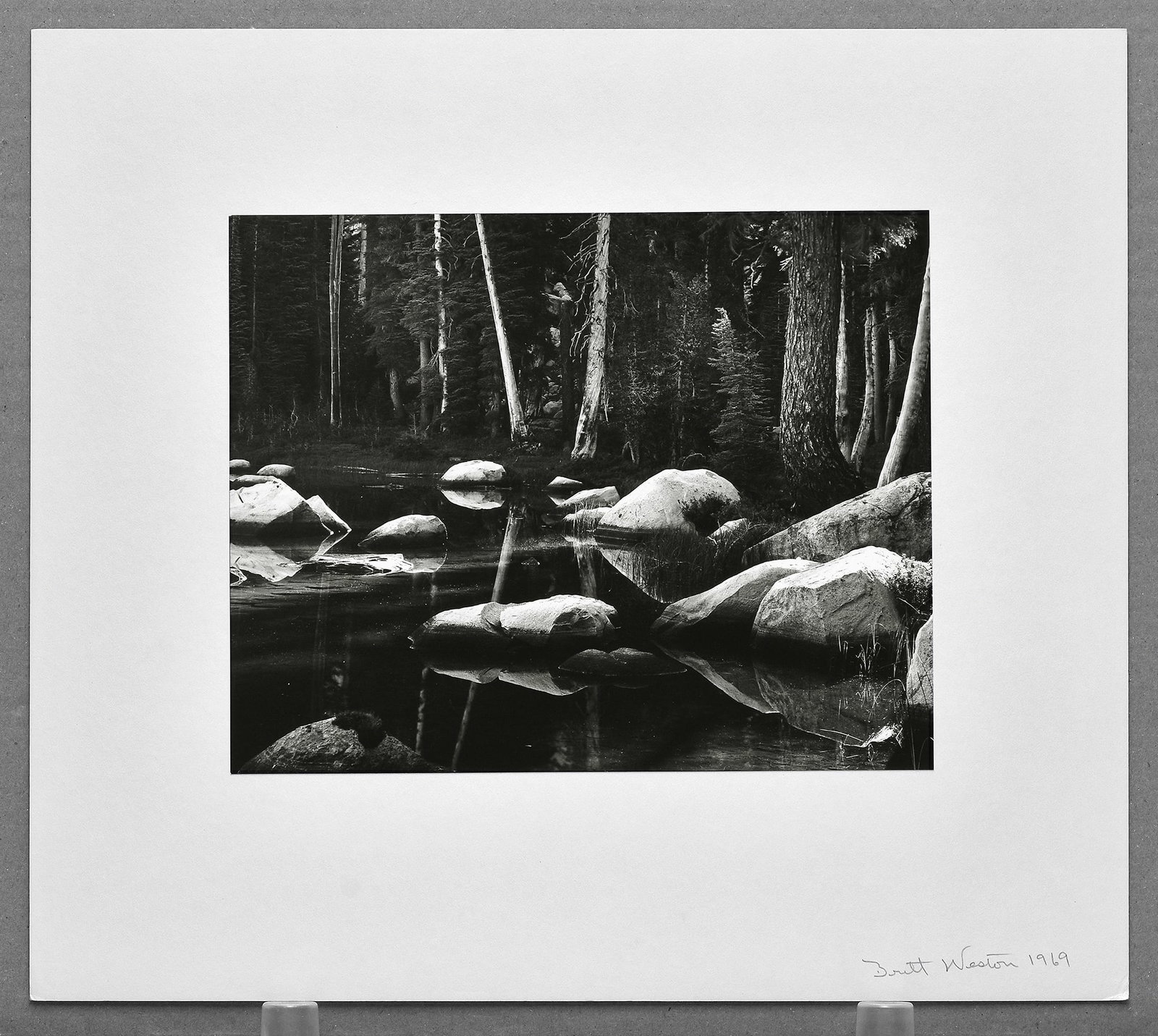 Brett Weston (1911-1993) Rocks, Pond, and Trees, High Sierra,1969 Photograph 7.5"x9.5" (1 of 1)