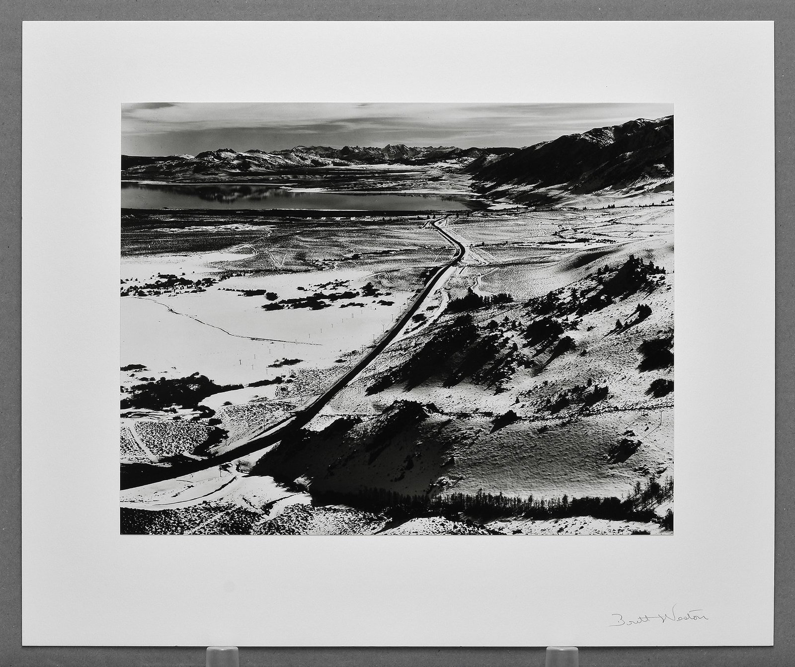 Brett Weston (1911-1993) Mono Lake & Highway from Conway Summit, 1968 Photograph 10.5"x13.5" (1 of 3)