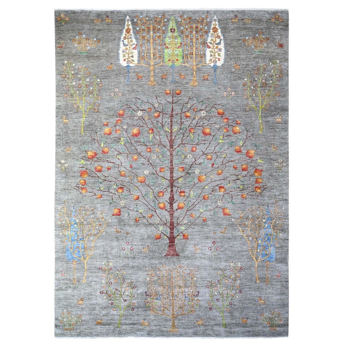 10'x13'10" Screen Gray Wool Hand Knotted Folk Art Willow Cypress Tree Rug R88598: 10'x13'10" Screen Gray Wool Hand Knotted Folk Art Willow Cypress Tree Rug R88598 Style: Oriental Type: Indoor Material: Wool Color: Grey Item Length: 166 Item Width: 120 Rug Type: Hand Knotted Pile: W