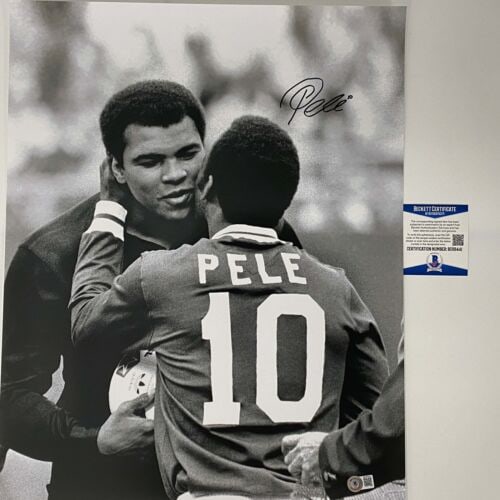 Autographed/Signed Pele Brazil Soccer 16x20 Photo Muhammad Ali Beckett BAS (1 of 1)