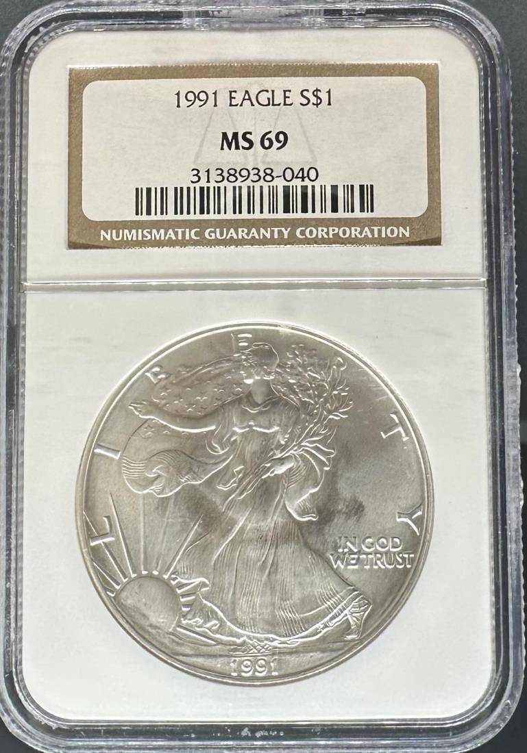 1991 Silver Eagle MS69 NGC 69 (1 of 2)