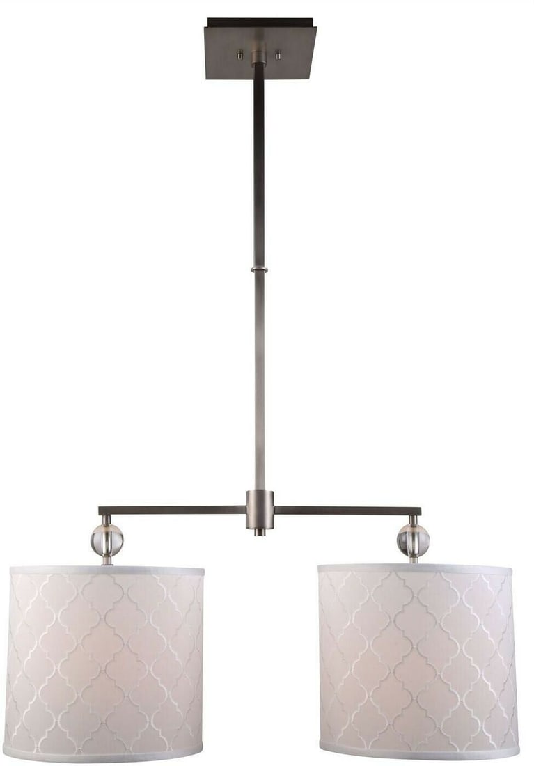 Vintage Nickel 2 Light Farmhouse Pool Table Chandelier Kitchen Island Lighting: Vintage Nickel 2 Light Farmhouse Pool Table Chandelier Kitchen Island Lighting Light Color: Clear Clear White Warm White White Power Source: Hardwired Item Length: 34 in Control Style: Wall Switch Sen