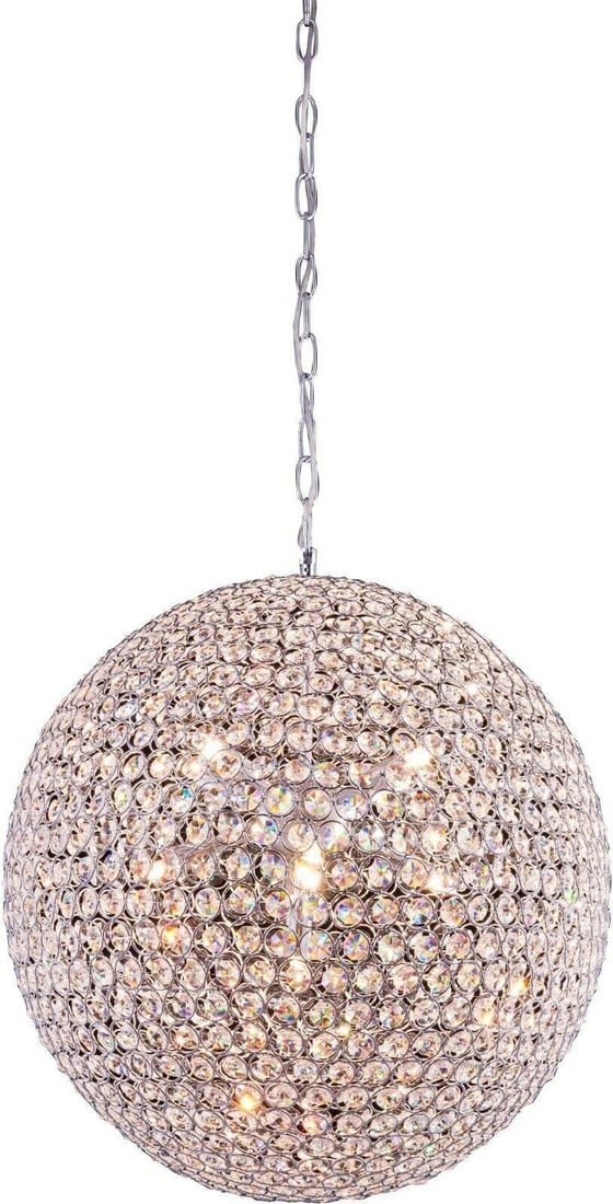 Modern Chrome and Crystal Chandelier Globe Ball Ceiling 9 Light Fixture 20 inch: Modern Chrome and Crystal Chandelier Globe Ball Ceiling 9 Light Fixture 20 inch Light Color: Clear Clear White Warm White White Power Source: Hardwired Item Length: 20 in Control Style: Wall Switch Se
