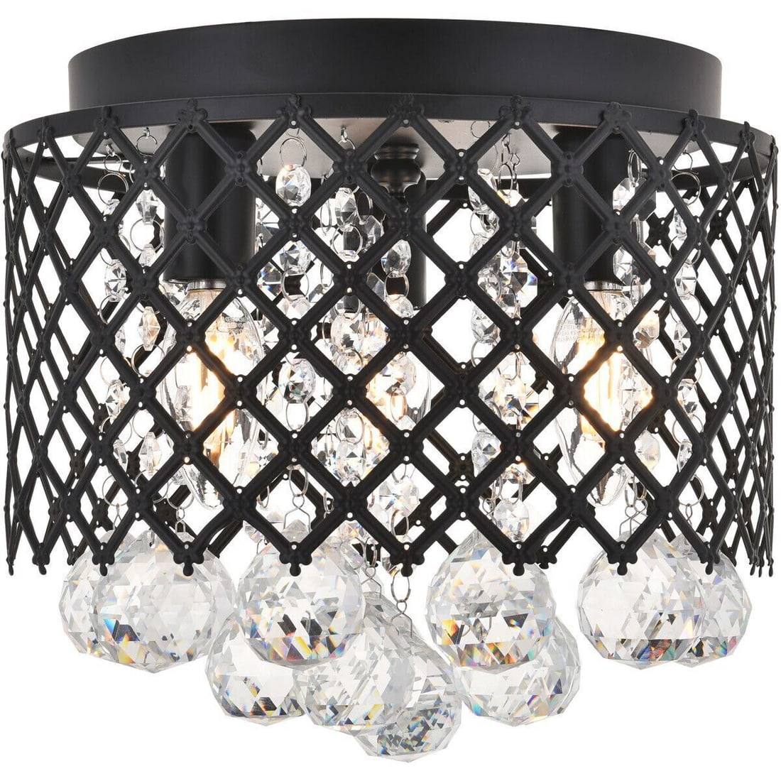 Black Flush Mount Crystal Ball Chandelier Light Fixture Kitchen Ceiling Lighting: Black Flush Mount Crystal Ball Chandelier Light Fixture Kitchen Ceiling Lighting Light Color: Clear Clear White Warm White White Power Source: Hardwired Item Length: 10 in Control Style: Wall Switch S