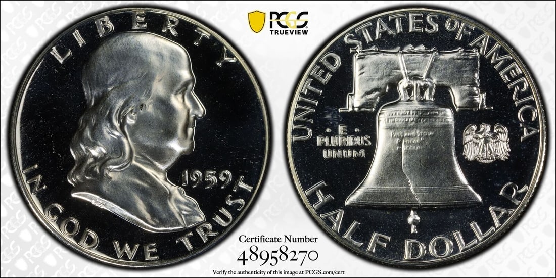 1959 PROOF FRANKLIN HALF DOLLAR 50C PCGS CERTIFIED PR 66 PROOF (270) (1 of 5)