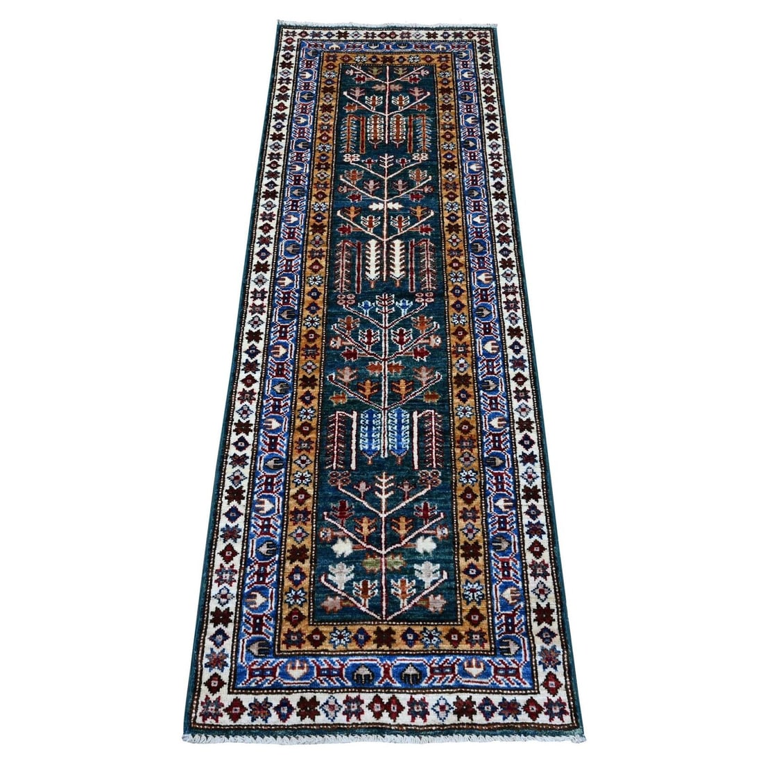 2'x5'8" Green Hand Knotted Wool Oushak Willow And: 2'x5'8" Green Hand Knotted Wool Oushak Willow And Cypress Tree Runner Rug R89437 Style: Oriental Type: Indoor Material: Wool Color: Green Item Length: 68 Item Width: 23 Rug Type: Hand Knotted Pile: Wo
