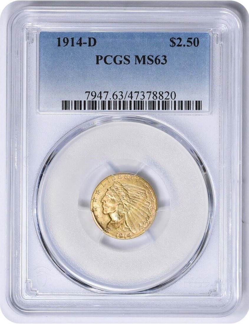 1914-D $2.50 Gold Liberty Head MS63 PCGS (1 of 4)