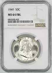 1949 FRANKLIN HALF DOLLAR 50C NGC MS 64 FBL MINT (1 of 4)