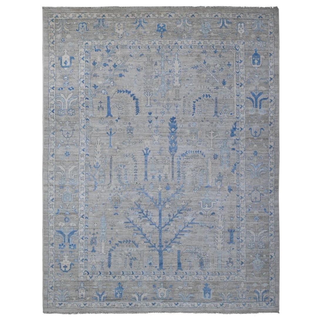 9'1"x11'7" Vintage Gray Willow And Cypress Tree: 9'1"x11'7" Vintage Gray Willow And Cypress Tree Design Oriental Rug R88838 Style: Oushak Type: Indoor Material: Wool Color: Grey Item Length: 139 Item Width: 109 Rug Type: Hand Knotted Pile: Wool Shap