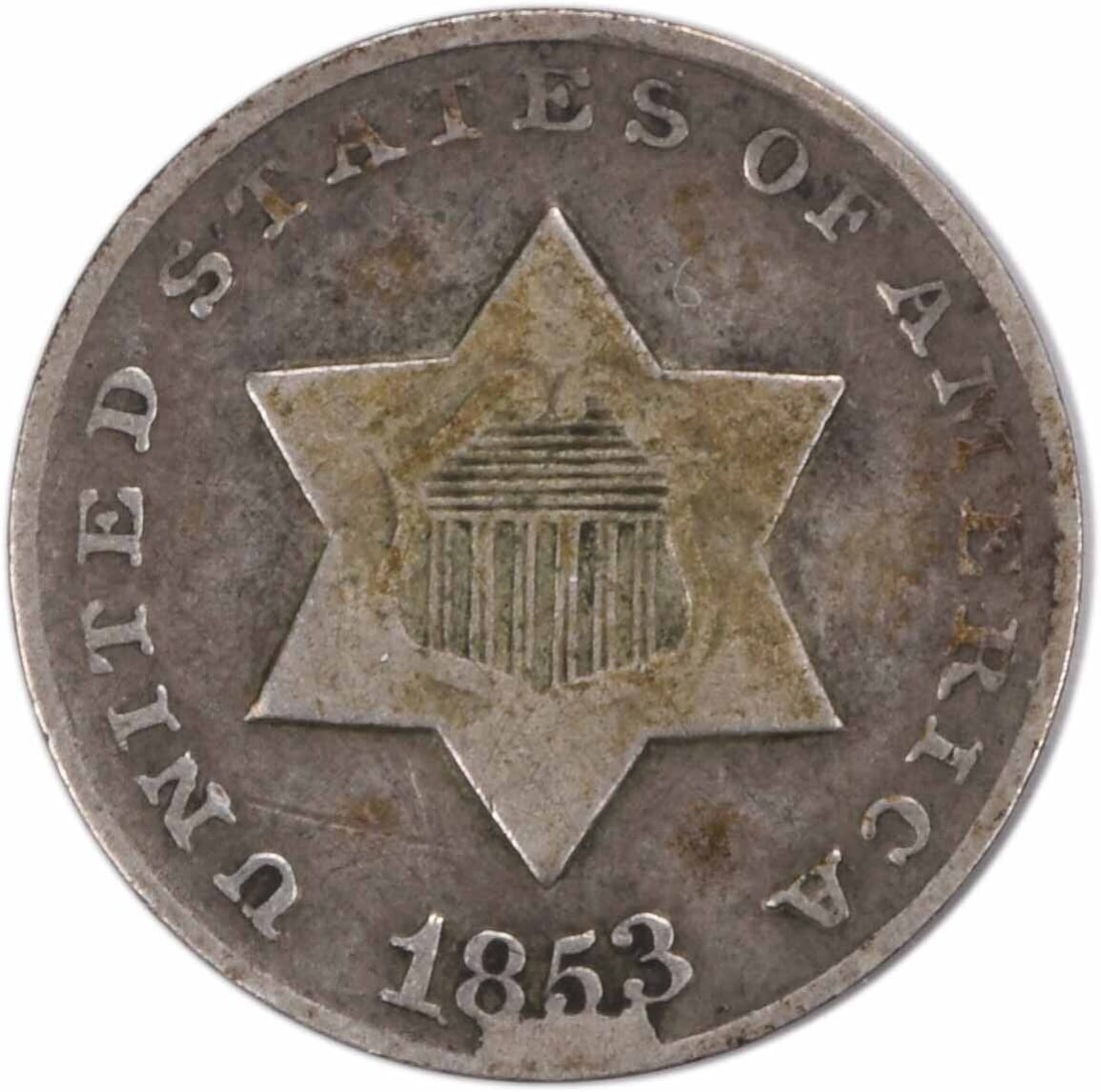 1853 Three Cent Silver Cud at Date VF Uncertified (1 of 1)