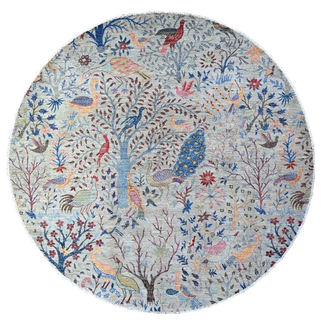 8'2"x8'2" Gray Organic Wool Afghan Peshawar Hand: Style: Peshawar Type: Indoor Material: Wool Color: Grey Item Length: 98 Item Width: 97 Rug Type: Hand Knotted Pile: Wool Shape: Round Field Color: Grey Size: 8"1" x 8"2" / 246 CM X 249 CM Age: 2000-No