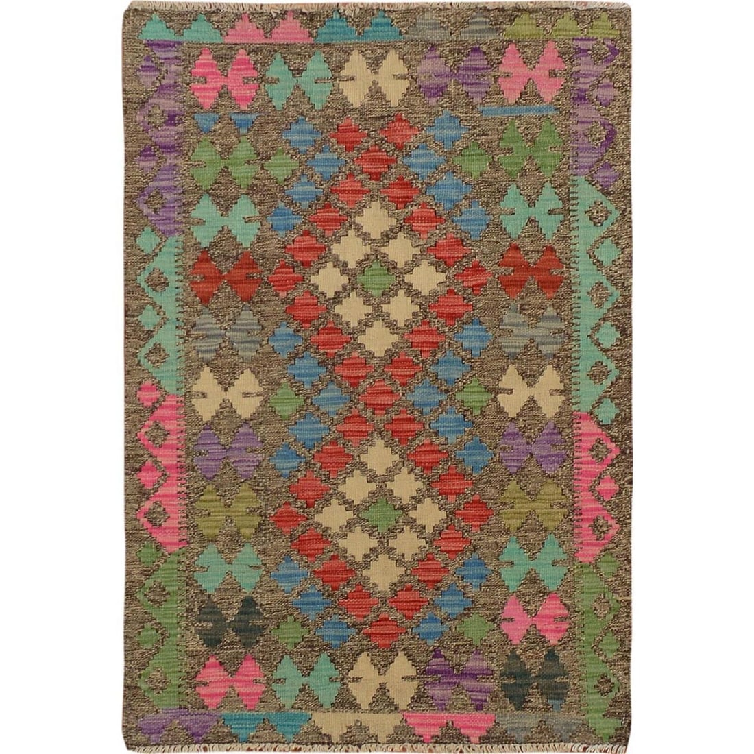 2'7"x3'10" Afghan Reversible Kilim Vegetable Dyes (1 of 6)