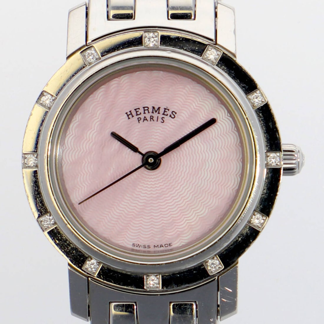 Hermes Cl4230 Clipper Nacre Pink Shell Dial Watch (1 of 6)