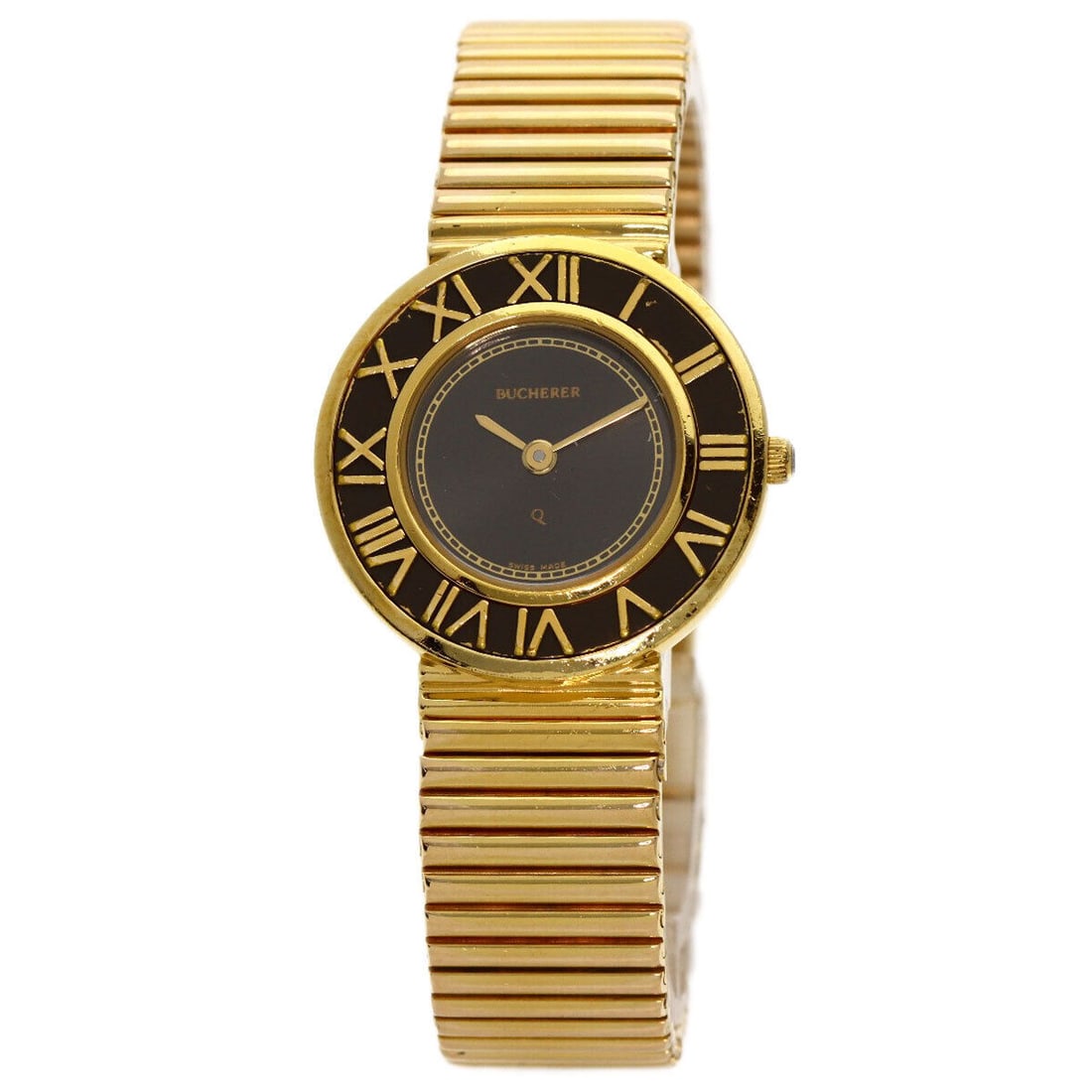 BUCHERER ROUND FACE Watches Gold Plated Gold: Style: Watches Material: Gold Plated Display: Analog display Movement: Quartz Type: Wristwatch Exterior Color: Gold At SEUYCO, we strive to provide detailed and accurate descriptions of all items list