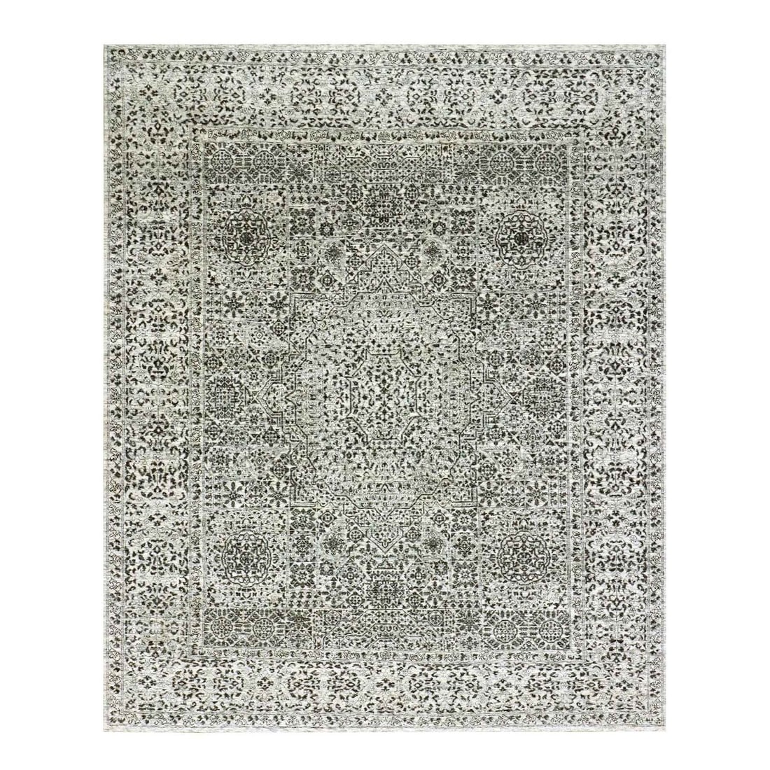 8'1"x10' White Mamluk Dynasty Design Undyed 100%: Style: Mamluk Type: Indoor Material: Wool Color: Ivory Item Length: 120 Item Width: 97 Rug Type: Hand Knotted Pile: Wool Shape: Rectangular Field Color: Ivory Size: 8"1" x 10"0" / 246 CM X 305 CM Age: