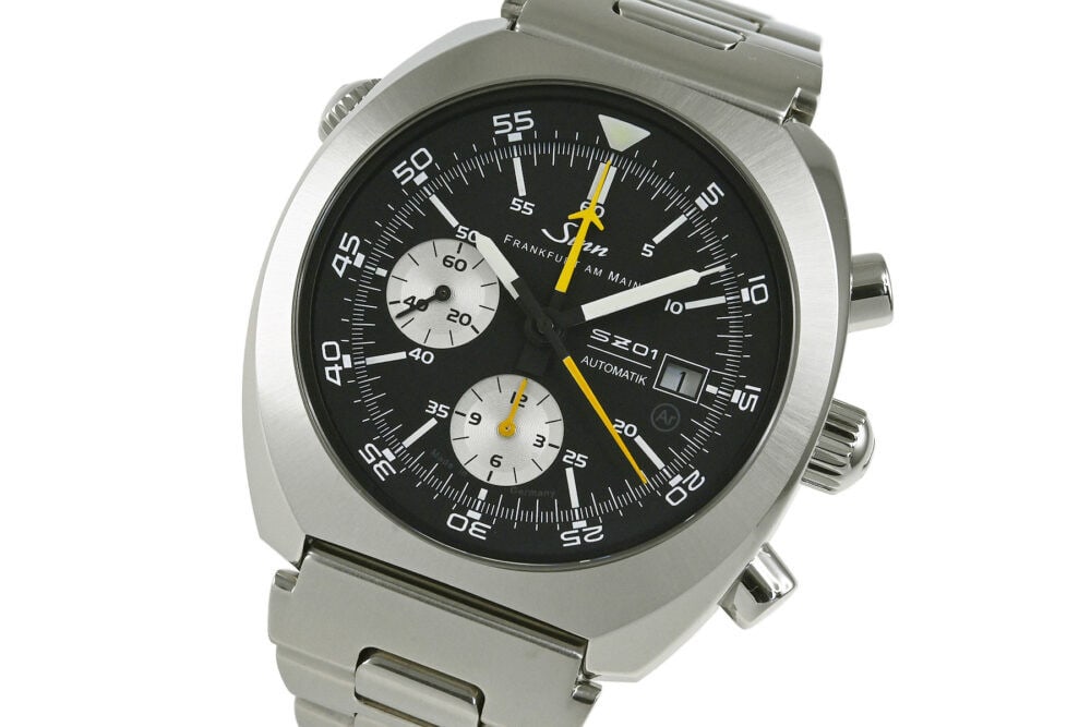 SINN 140. 140.A: Movement: Automatic Winding Case Size: 44mm Case Thickness: 15mm Dial Color: Black/Silver Case Material: SS Water Resistance: 10 ATM water resistant Watch Glass: Sapphire Crystal Type: Wrist watch At