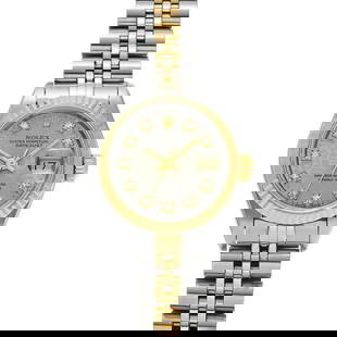 ROLEX Datejust 69173G Gray Case Size 2626mm: Type: Wristwatch Band Size: 18cm Case Size: 26x26mm Movement: Automatic Band Material: Stainless Case Material: Sapphire Crystal Color: Gray At SEUYCO, we strive to provide detailed and accurate