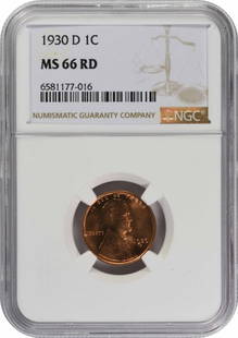 1930-D Lincoln Cent MS66RD NGC: Certification: NGC Circulated/Uncirculated: Uncirculated Km Number: 132 Year: 1930 Grade: MS66 Composition: Copper Mint Location: D Denomination: Small Cent Coin: Lincoln Wheat At SEUYCO, we