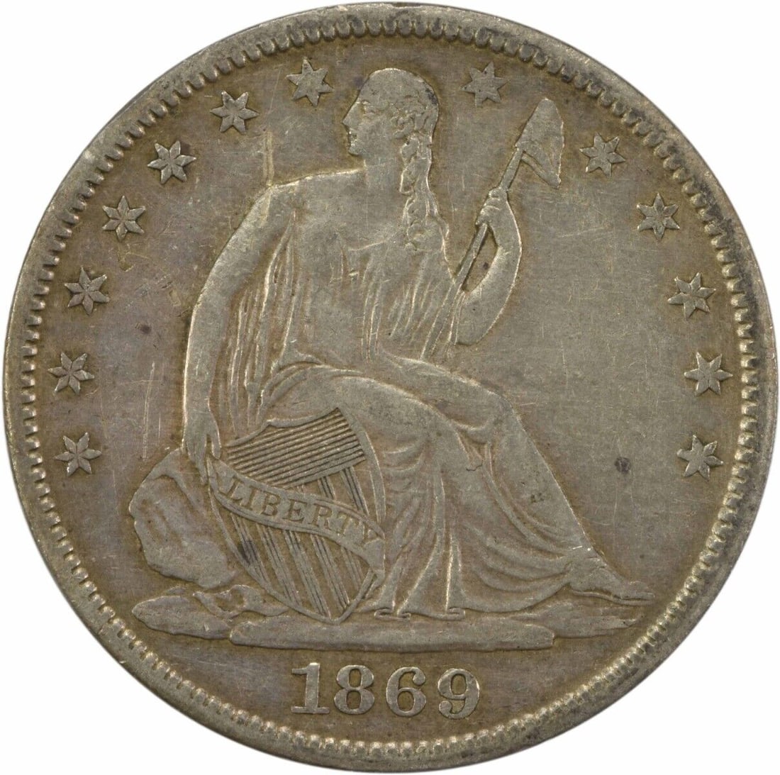 1869-S Liberty Seated Silver Half Dollar EF (1 of 2)