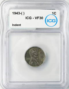1943 LINCOLN WHEAT CENT PENNY 1C ICG CERTIFIED VF: Certification: ICG Composition: Copper Grade: VF 30 Year: 1943 Circulated/Uncirculated: Circulated Km Number: Unknown Certification Number: 3896973401 Denomination: Cent At SEUYCO, we strive to