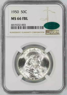 1950 FRANKLIN HALF DOLLAR 50C NGC & CAC CERTIFIED: Certification: NGC and CAC Composition: Silver Grade: MS 66 Year: 1950 Circulated/Uncirculated: Uncirculated Mint Location: PHILADELPHIA Km Number: Unknown Certification Number: 6819232-003