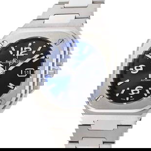 Bell & RossBR05 Blue Steel BR05A-BLU-ST/SST: Dial Color: Blue Case Size: Height 4.7cm x width 3.9cm (including lugs/excluding crown) Case Thickness: 1.0cm Material: SS Band Color: silver Maximum Band Width (Cm): 2.4cm Weight: 161g (band